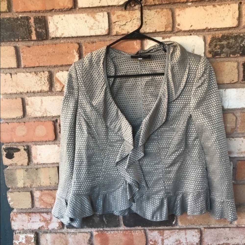 Giorgio Armani Ruffled Linen Blend Metallic Blazer